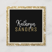 MINIMALE STIJLVOLLE eenvoudige rand gouden glitter Vierkante Visitekaartje (Voorkant)