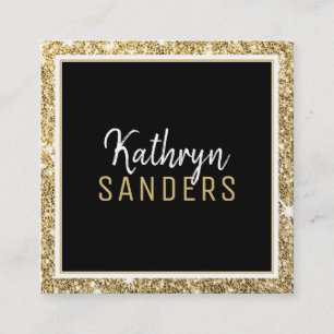MINIMALE STIJLVOLLE eenvoudige rand gouden glitter Vierkante Visitekaartje