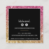 MINIMALE STIJLVOLLE eenvoudige rand gouden roze gl Vierkante Visitekaartje (Achterkant)