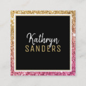 MINIMALE STIJLVOLLE eenvoudige rand gouden roze gl Vierkante Visitekaartje (Voorkant)