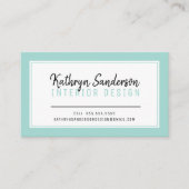 MINIMALE STIJLVOLLE eenvoudige rand mint groen zwa Visitekaartje (Voorkant)