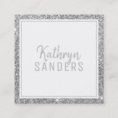 MINIMALE STIJLVOLLE eenvoudige rand zilveren glitt Vierkante Visitekaartje (Voorkant)