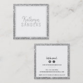 MINIMALE STIJLVOLLE eenvoudige rand zilveren glitt Vierkante Visitekaartje (Voorkant / Achterkant)