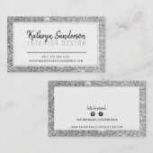 MINIMALE STIJLVOLLE eenvoudige rand zwart zilveren Visitekaartje (Voorkant / Achterkant)