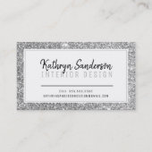 MINIMALE STIJLVOLLE eenvoudige rand zwart zilveren Visitekaartje (Voorkant)