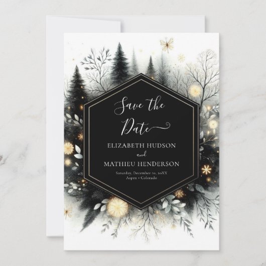 Minimale stijlvolle Enchanted Forest bruiloft Save The Date (Voorkant)
