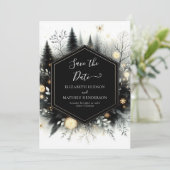 Minimale stijlvolle Enchanted Forest bruiloft Save The Date (Staand voorkant)