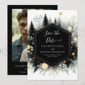 Minimale stijlvolle Enchanted Forest bruiloft Save The Date (Voorkant / Achterkant)