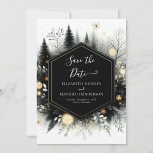 Minimale stijlvolle Enchanted Forest bruiloft Save The Date