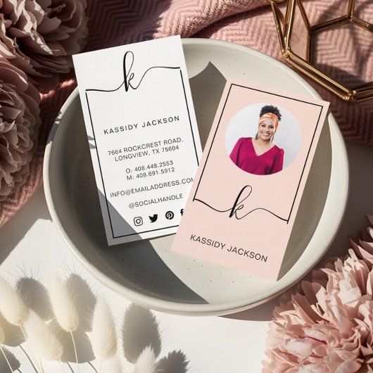 Minimale stijlvolle foto van het Lijst Monogram va Visitekaartje