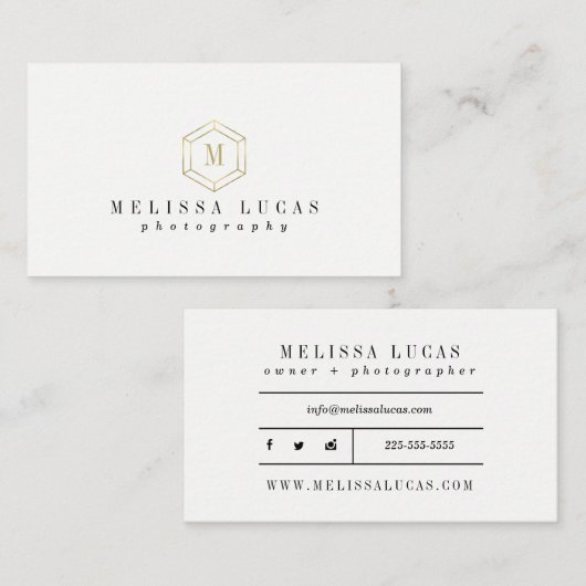 Minimale stijlvolle goudgeometrische Visitekaartje (Voorkant / Achterkant)