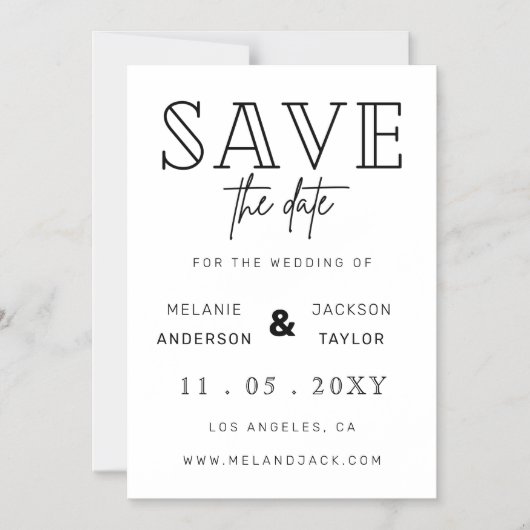 Minimale stijlvolle handgeschreven opslagdatum magnetische uitnodiging (Voorkant)