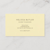 Minimale stijlvolle kalligrafiepastel geel visitekaartje (Achterkant)