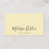 Minimale stijlvolle kalligrafiepastel geel visitekaartje (Voorkant)
