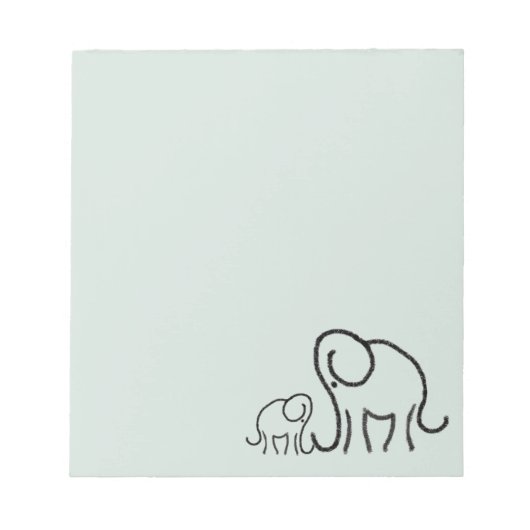 Minimale stijlvolle, kalme elephants Mam en Baby Notitieblok (Voorkant)
