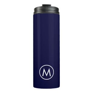 Minimale stijlvolle marinemonogrammofoonreismicrof thermosbeker
