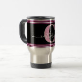 Minimale stijlvolle monogram naam zwart wit heet r reisbeker (Voorkant links)