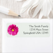 Minimale Stijlvolle Roze Gerbera Daisy Retouradres Etiket (Insitu)