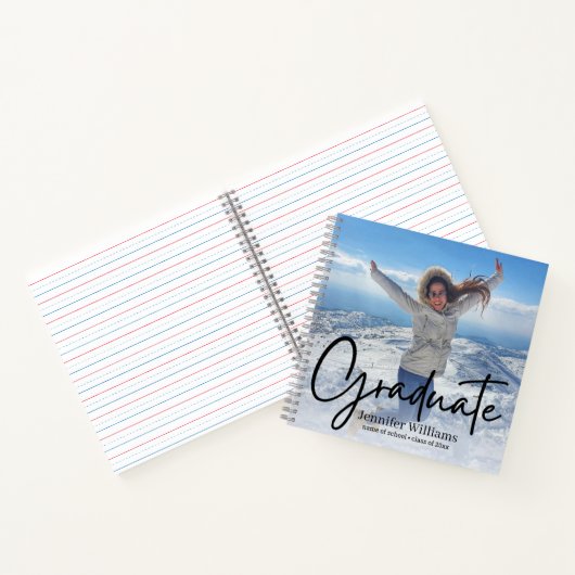 Minimale stijlvolle script foto afstuderen 2025 notitieboek (Binnen)