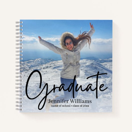 Minimale stijlvolle script foto afstuderen 2025 notitieboek (Voorkant)