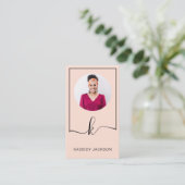 Minimale stijlvolle script monogramframe cirkel fo visitekaartje (Staand voorkant)