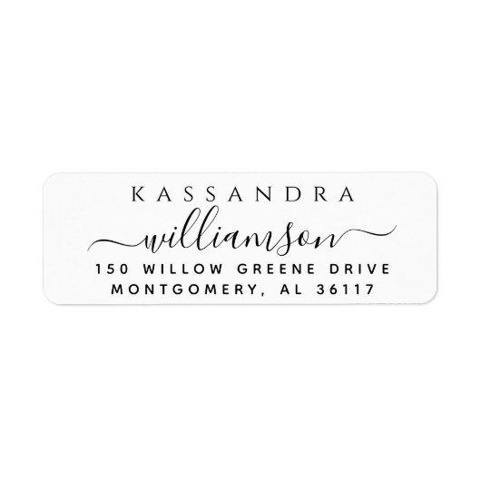 Minimale stijlvolle scriptkalligrafie voornaam etiket (Voorkant)