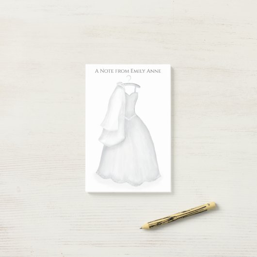 Minimale stijlvolle toendy bruiddress post-it® notes (Op bureau)