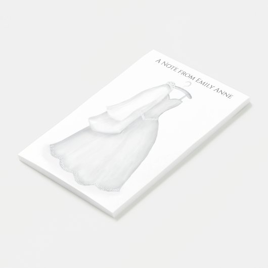 Minimale stijlvolle toendy bruiddress post-it® notes (Schuin)