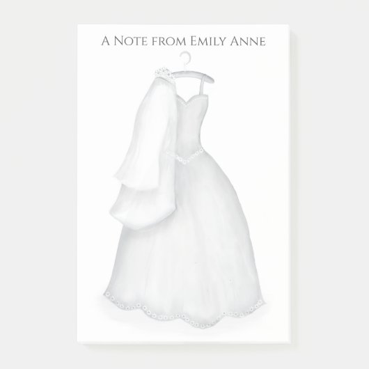 Minimale stijlvolle toendy bruiddress post-it® notes (Voorkant)