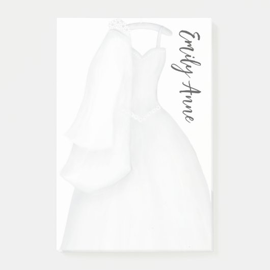 Minimale stijlvolle toendy bruiddress post-it® notes (Voorkant)