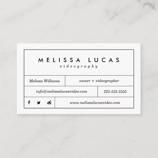 Minimale stijlvolle Visitekaartjes voor videobeeld (Voorkant)