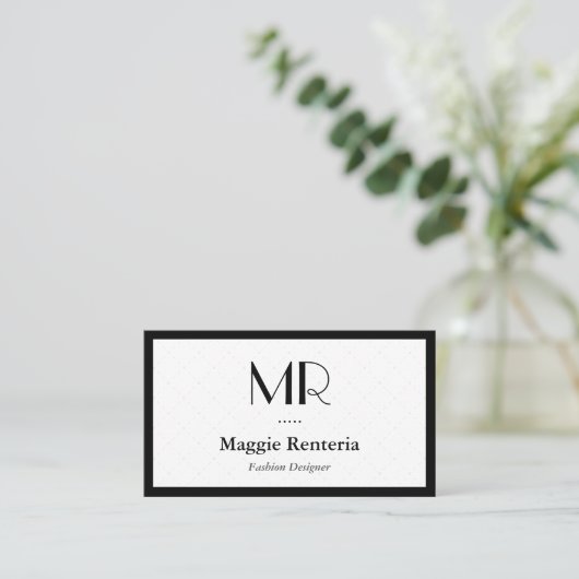 Minimale stijlvolle zwarte grens van Monogram scho Visitekaartje (Staand voorkant)