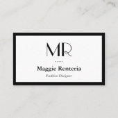 Minimale stijlvolle zwarte grens van Monogram scho Visitekaartje (Voorkant)