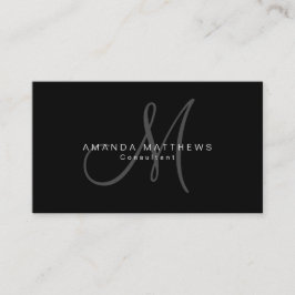 Minimale stijlvolle zwarte monogram visitekaartje