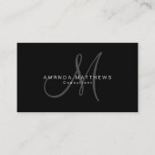 Minimale stijlvolle zwarte monogram visitekaartje (Voorkant)