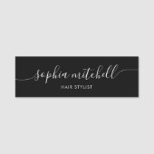 Minimale stijlvolle zwarte scriptnaamtag naamplaatje (Voorkant)