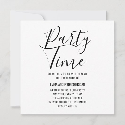 Minimale stijlvolle zwarte & witte Afstudeerder in Save The Date (Voorkant)