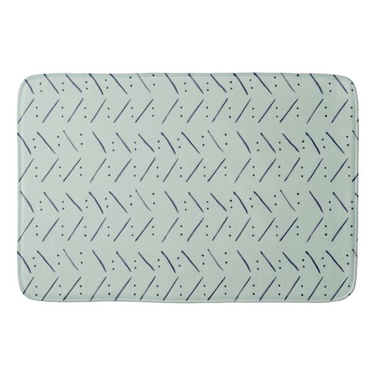 Minimale Stippen in Dashes Indigo Sage Pattern Badmat (Voorkant)