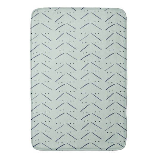 Minimale Stippen in Dashes Indigo Sage Pattern Badmat (Voorkant Verticaal)