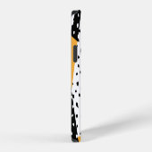 Minimale Stippen Patchwork: Zwart Wit Geel iPhone Hoesje (Rechterkant)