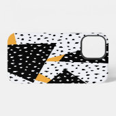 Minimale Stippen Patchwork: Zwart Wit Geel iPhone Hoesje (Achterkant horizontaal)