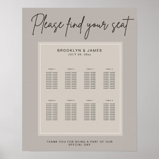 Minimale stoelenplattegrond Trouwlocatie Vind uw s Poster (Voorkant)