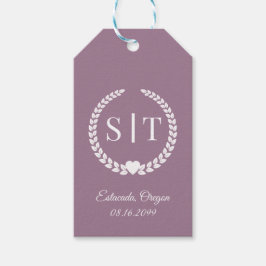 Minimale Stof Roze Mauve Monogram Eerste Letters Cadeaulabel