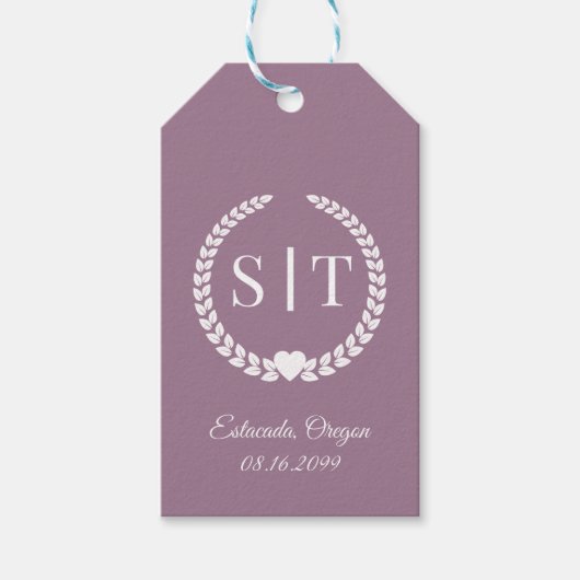 Minimale Stof Roze Mauve Monogram Eerste Letters Cadeaulabel (Voorkant)