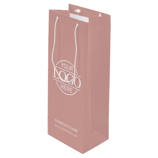 Minimale Stof Roze Zakelijk Bedrijfslogo Wijn Cadeautas (Voorkant Gekanteld)