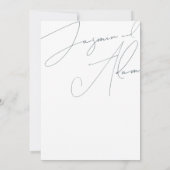 Minimale Stofblauwe Script Typografie Trouwfeest Kaart (Achterkant)