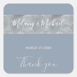 Minimale stoffelijke blauwe waterverf stripe Harte Vierkante Sticker