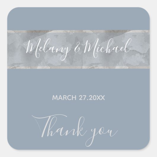 Minimale stoffelijke blauwe waterverf stripe Harte Vierkante Sticker (Voorkant)