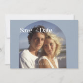 Minimale stoffige blauwe Flat Save The Date Kaart (Voorkant)