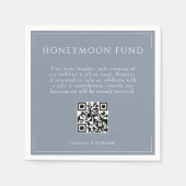 Minimale Stoffige Blauwe Huwelijksreis Fonds QR Co Servet (Voorkant)